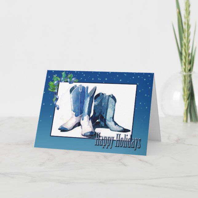 Jul Cowboy Boots Card Helgkort (Framsida)