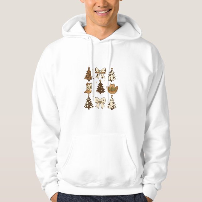 Jul Cowboy Boots Westerna Santa Julafton Hoodie (Framsida)