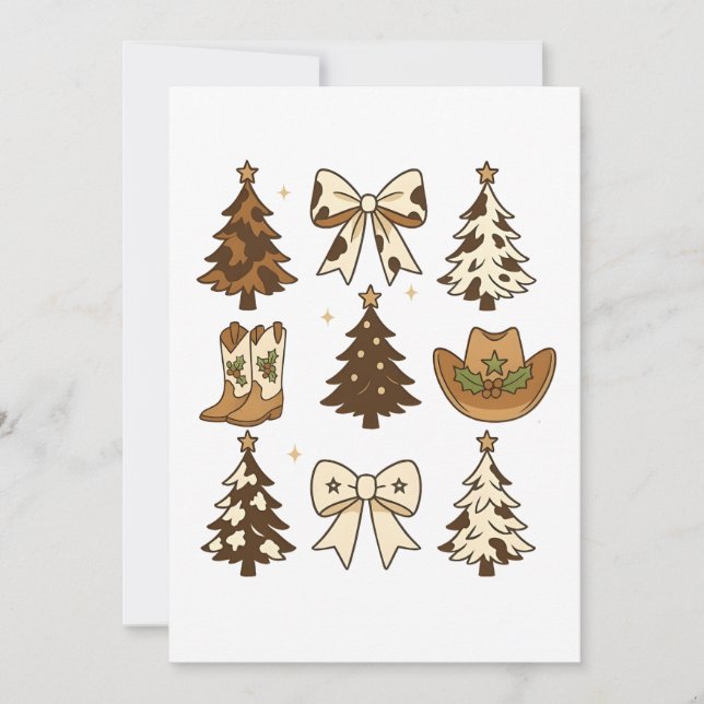 Jul Cowboy Stövlar Västerländsk Tomte Jul Inbjudningar (Framsida)
