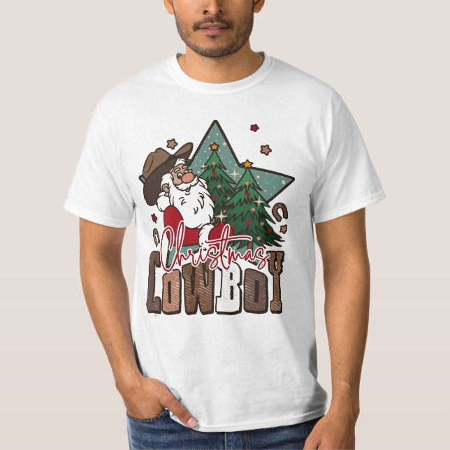 Jul Cowboy, Western jul, jul, Sada T Shirt (Framsida)
