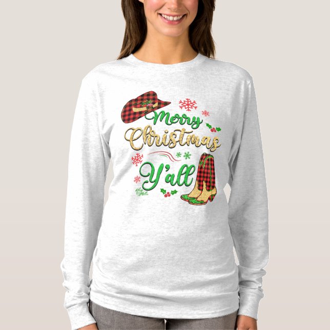 Jul Cowgirl Hat & Boots T-Shirt (Framsida)