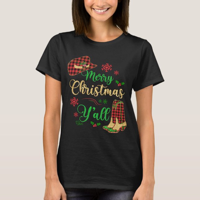 Jul Cowgirl Hat & Boots T-Shirt (Framsida)