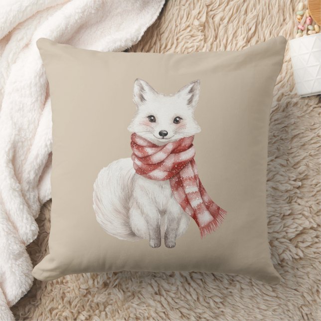 Jul Cream Red White Peppermint Fox och Hjort Kudde (Filt)