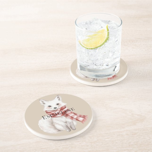 Jul Cream Red White Peppermint Fox och Hjort Underlägg (Sidan)