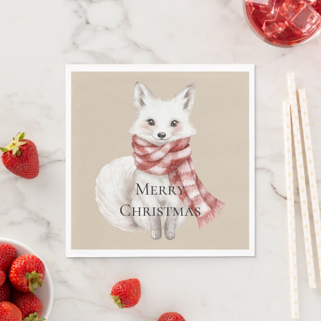 Jul Cream Red White Peppermint Fox Pappersservett (Insitu)