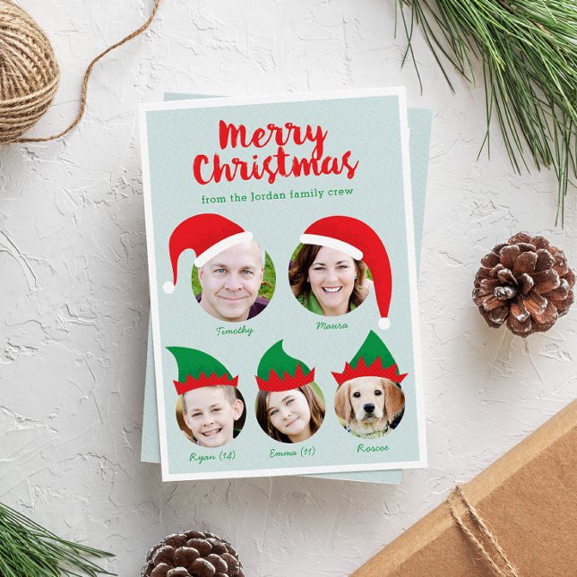 Jul Crew Familj på fem persons julkort (Skapare uppladdad)