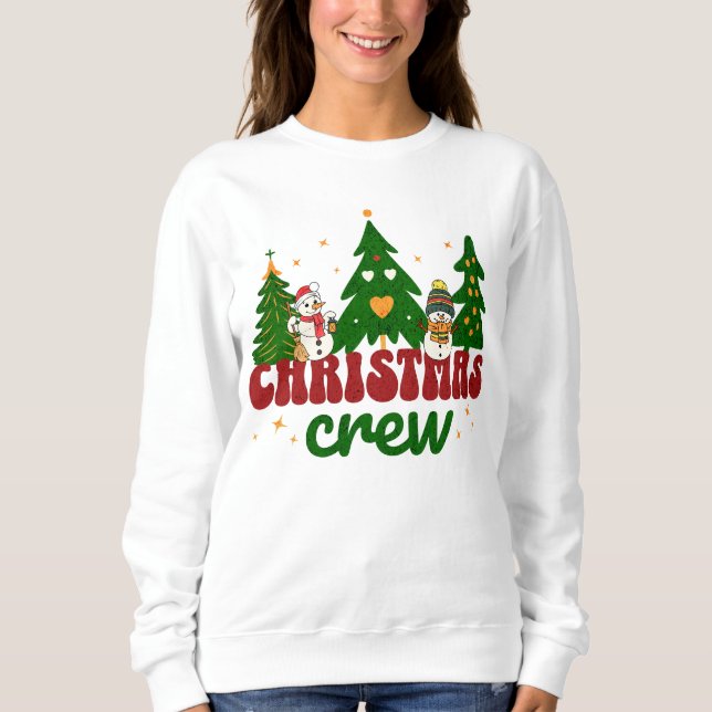 Jul Crew Glad Vinter Scen Lekfull Snöman T Shirt (Framsida)