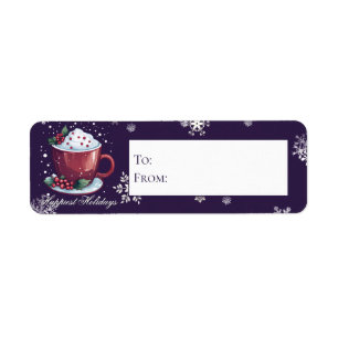 Jul Cup Hot Chocolate Lila present Returadress Etikett