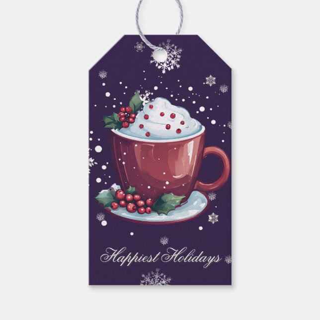 Jul Cup Hot Chocolate | Lila Presentetikett (Framsidan)