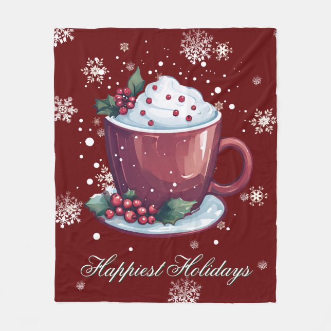 Jul Cup Hot Chocolate | Röd Fleecefilt (Framsidan)
