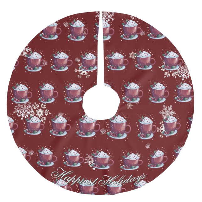 Jul Cup Hot Chocolate | Röd Julgransmatta Borstad Polyester (Framsidan)
