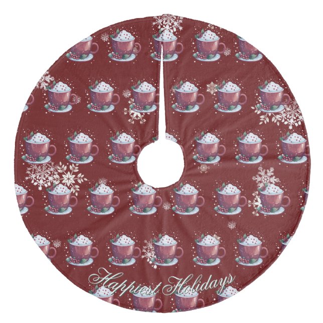 Jul Cup Hot Chocolate | Röd Julgransmatta Fleece (Framsidan)