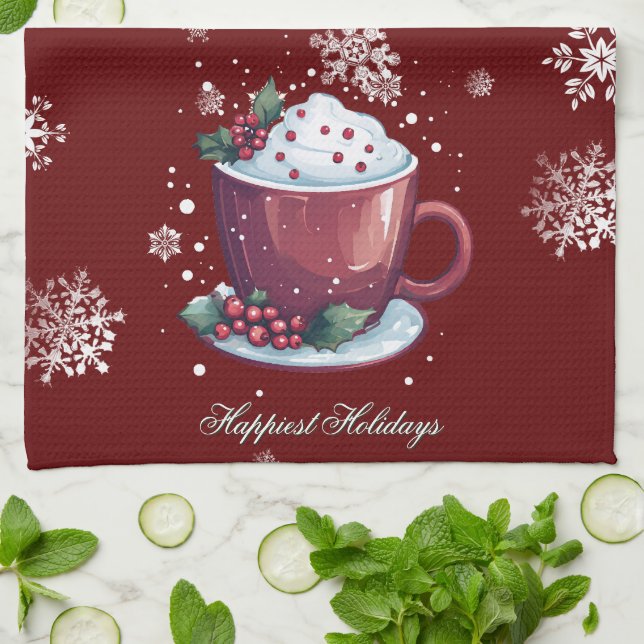 Jul Cup Hot Chocolate | Röd Kökshandduk (Vikta)