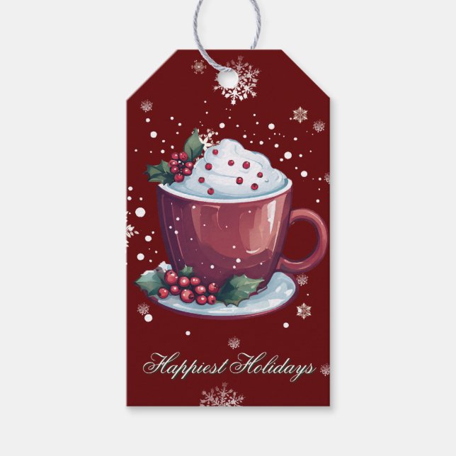 Jul Cup Hot Chocolate | Röd Presentetikett (Framsidan)