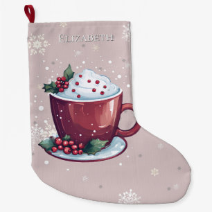 Jul Cup Hot Chocolate Rosablommig Stor Julstrumpa