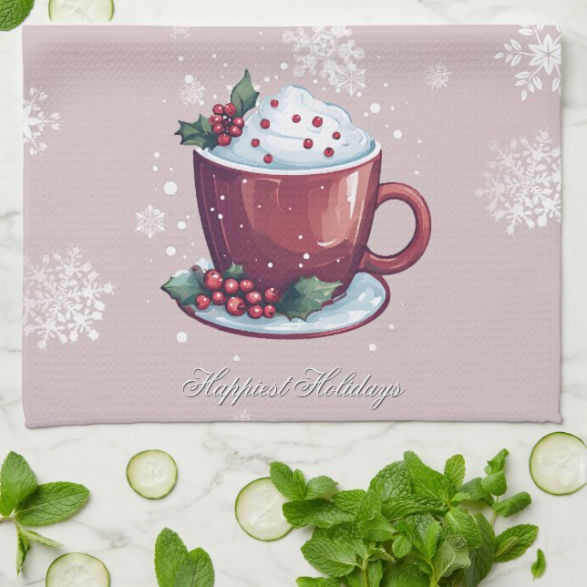 Jul Cup Hot Chocolate | Rosenskär Kökshandduk (Vikta)