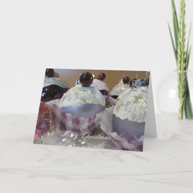 Jul Cupcake Träd Dekorationer Helgkort (Framsida)