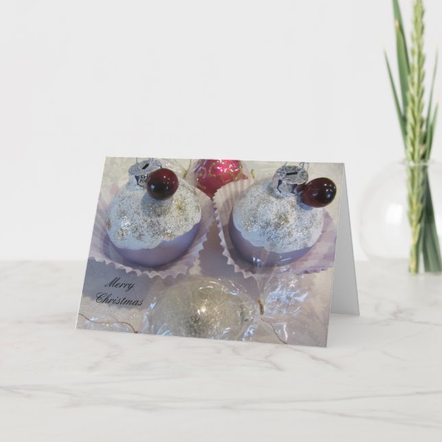 Jul Cupcake Träd Dekorationer Helgkort (Framsida)