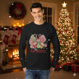 Jul Cupcakes och Godis God Jul T Shirt