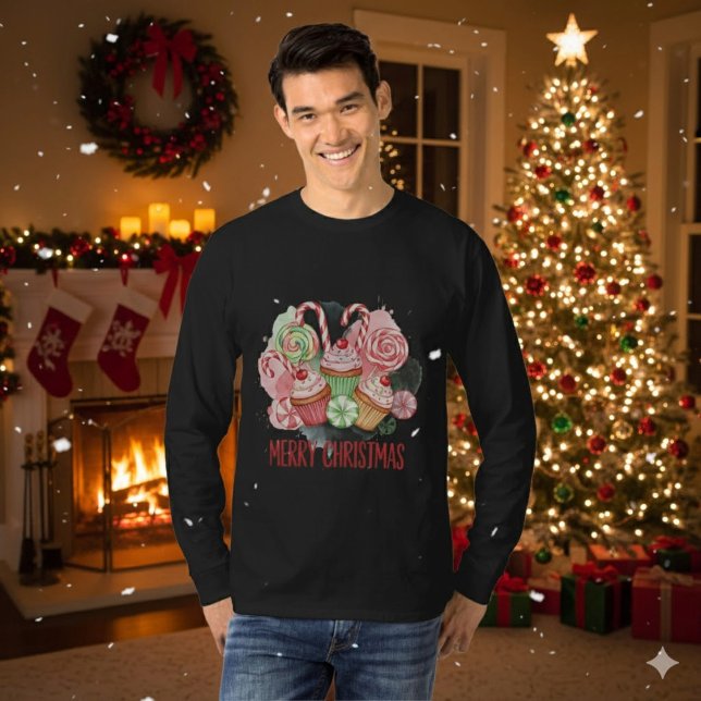 Jul Cupcakes och Godis God Jul T Shirt (Skapare uppladdad)