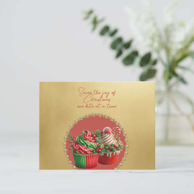 Jul Cupcakes Smaka på Glädjen Vykort (Stående Fram)