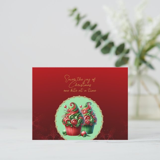 Jul Cupcakes Smaka på Glädjen Vykort (Stående Fram)
