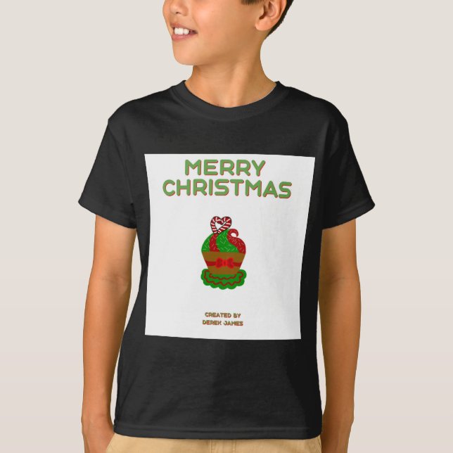 Jul Cuptårta Boy's Black Basic T Shirt (Framsida)