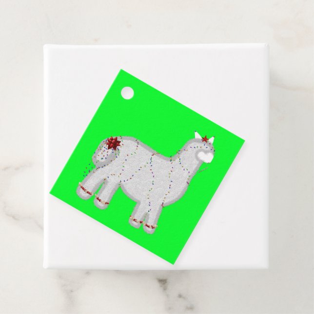 Jul Cute Alpaca Feliz Navidad Gåvor Etiketter (På plats)