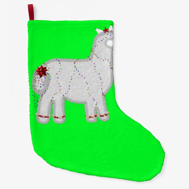Jul Cute Alpaca Feliz Navidad Stor Julstrumpa (Framsidan)