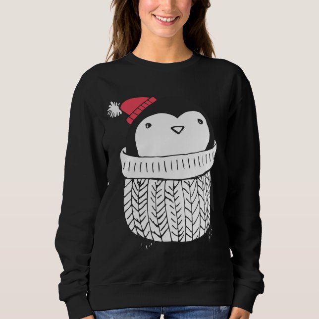Jul Cute Baby Penguin i Turtleneck Sweater T Shirt (Framsida)