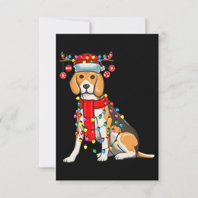 Jul Cute Beagle Hund Helgdag Ljus Gift OSA Kort (Framsida)