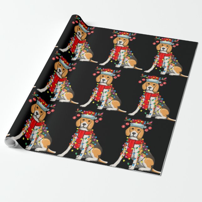 Jul Cute Beagle Hund Helgdag Ljus Gift Presentpapper (Utrullad)