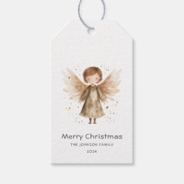 Jul Cute Beige Boho Baby Angel Presentetikett