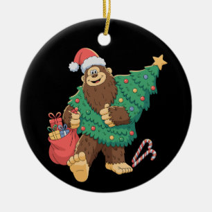 Jul Cute Bigfoot Sasquatch Julafton Träd Ljus Julgransprydnad Keramik