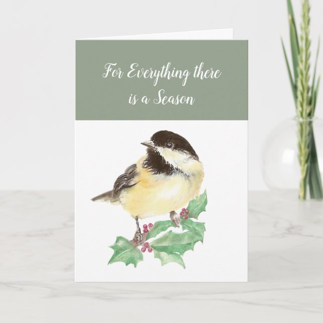 Jul Cute Chickadee Bird Bible Scripture Helgkort (Framsida)