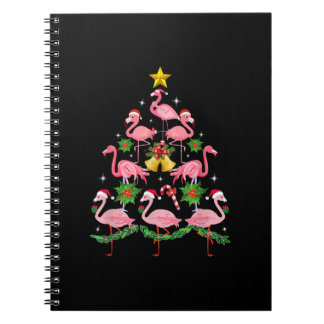 Jul - Cute Flamingo Julgran Anteckningsbok