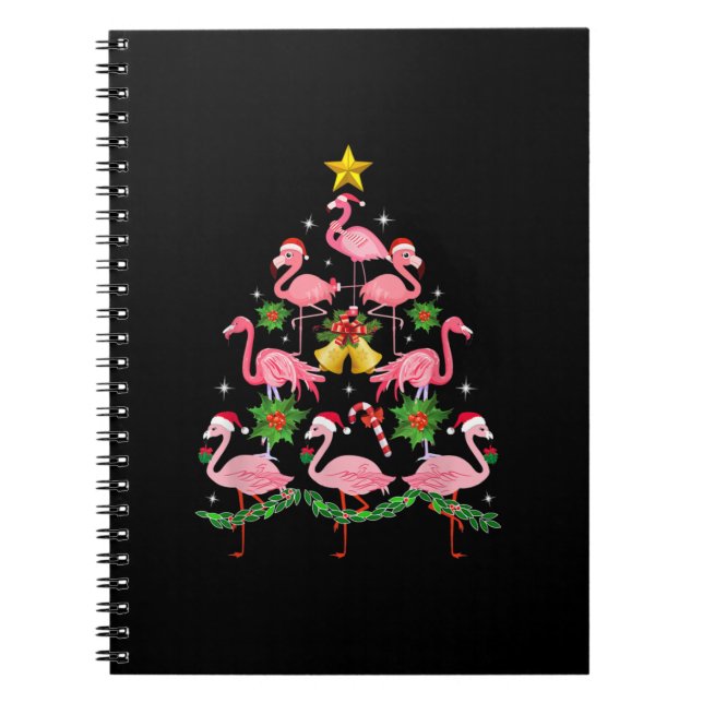 Jul - Cute Flamingo Julgran Anteckningsbok (Framsidan)