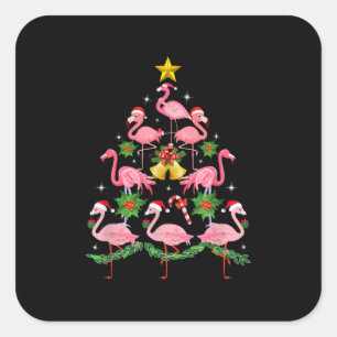 Jul - Cute Flamingo Julgran Fyrkantigt Klistermärke