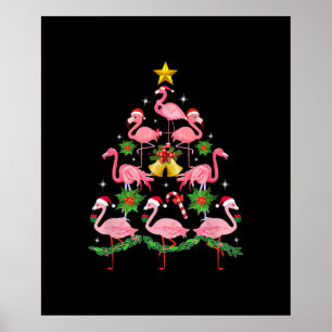 Jul - Cute Flamingo Julgran Poster