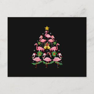 Jul - Cute Flamingo Julgran Vykort