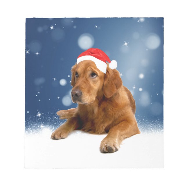 Jul Cute Golden Retriever Hund Santa Hat Snö Anteckningsblock (Framsida)