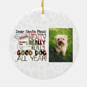 Jul Cute Hund Photo Santa Tass Julgransprydnad Keramik