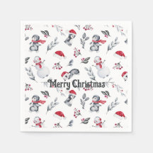 Jul Cute Penguin Festive Snögubbe Helgdag