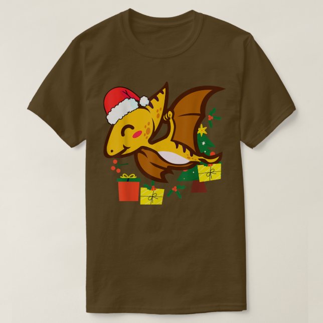 Jul Cute Pterosaur Dinosaur jul Holida T Shirt (Design framsida)