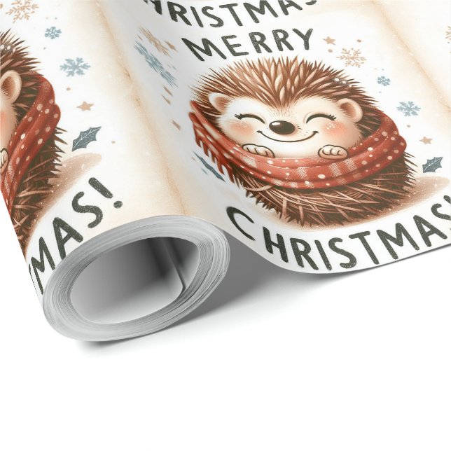 Jul Cute Santa hedgehog Presentpapper (Rullad Hörn)