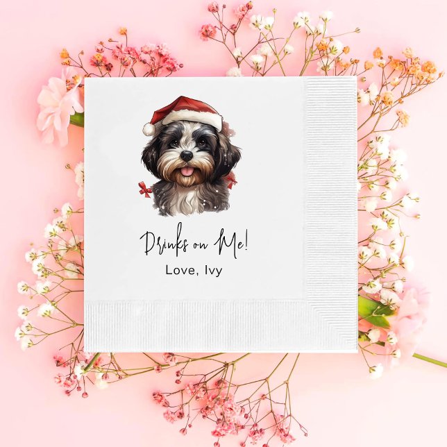 Jul Cute Shih Tzu Hund dricker mig Pappersservett (Skapare uppladdad)