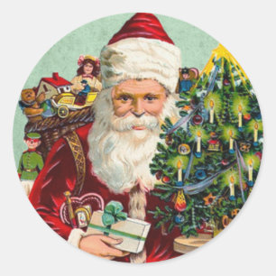 Jul Cute Vintage Jultomten Runt Klistermärke