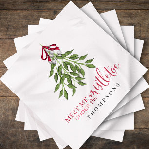 Jul Cute Watercolor Greenery Mistletoe Pappersservett