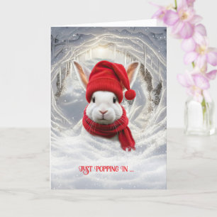 Jul Cute White Bunny Rabbit Kort
