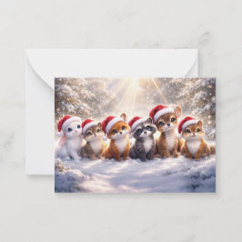 Jul Cute Woodland God Jul Anteckningskort